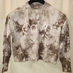 CALVIN KLEIN PERFORMANCE  TIE-DYE TERRY CROP TOP SWEATSHIRT  LONG SLEEVE  S NEW